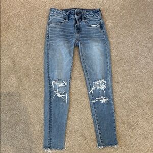 American Eagle Women's Super Stretch Distressed Jeggings Jeans - Size 00 Short